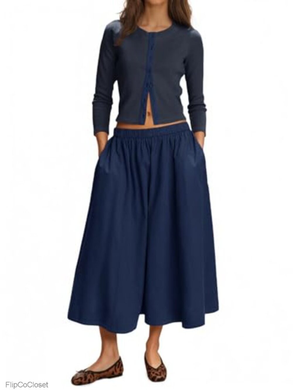 Womens 2 Piece Ribbed Knit Cardigan Midi Skirt Set Casual Lounge Outfit
